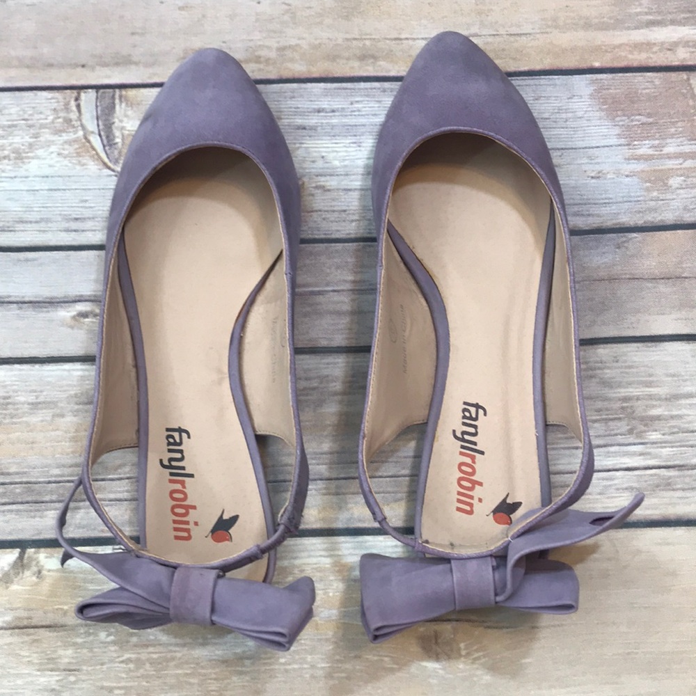 Pointy toe bow sling back flats